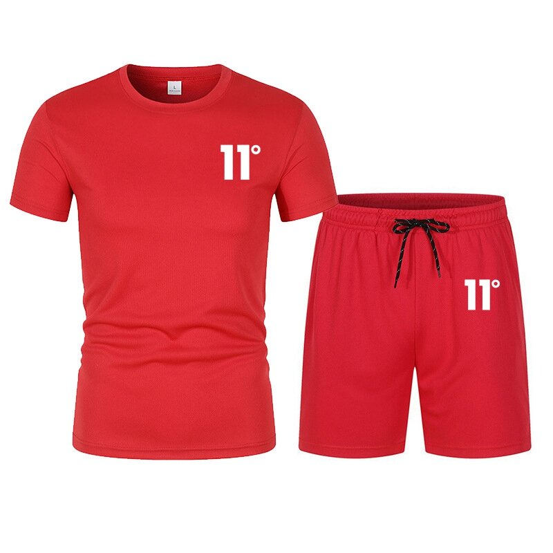Summer short-sleeved luxury sportswear set Men's fitness fashion casual Quick Dry T-shirt + shorts 2-piece set