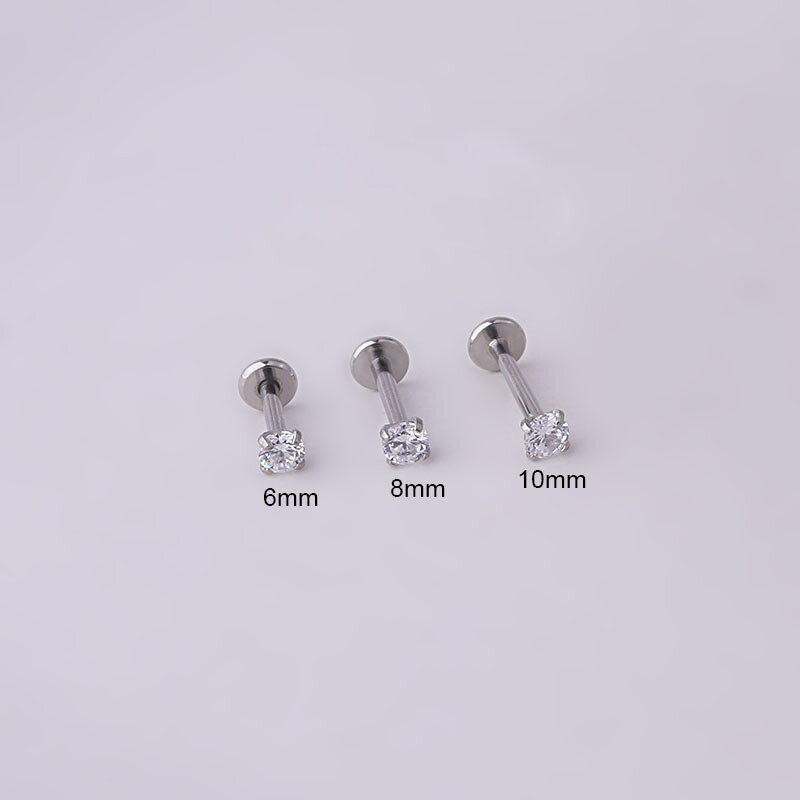 1Pc Stainless Steel Piercing Earring Tragus Stud Crystal Labret Ear Studs Cartilage Earring for Women Piercing Body Nap Jewelry