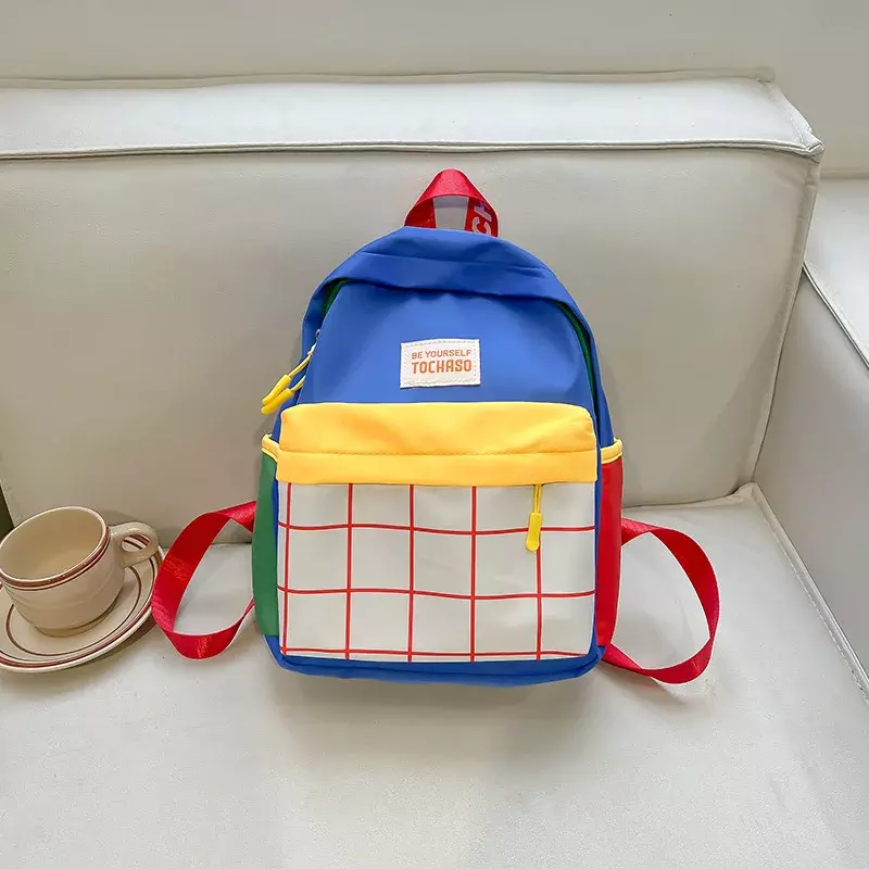 Tas ransel sekolah bayi taman kanak-kanak, tas punggung tahan air kapasitas besar sederhana dengan warna yang cocok