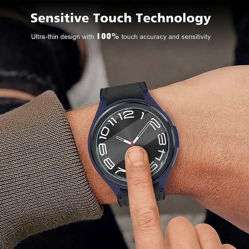 Cristal + funda para Samsung Galaxy Watch 6/6 Classic, resistente al agua, PC Galaxy Watch 6/6 Classic 40/44/43/47mm, cubierta + Protector de pantalla