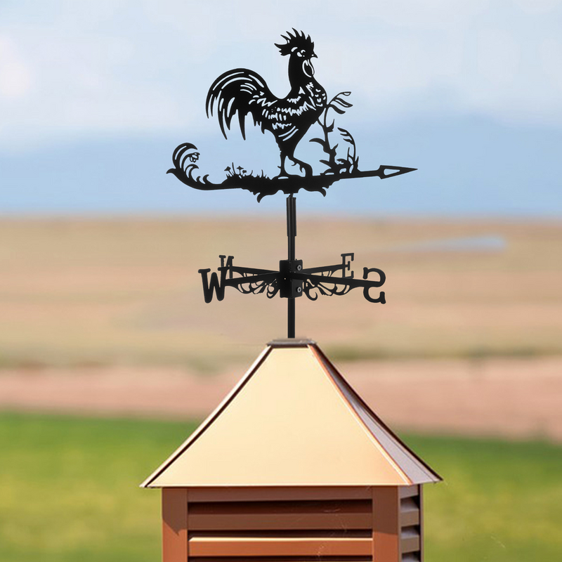 Rooster-paleta de viento para techo, indicador de dirección del viento de Metal Retro, Escena de granja, decoración artística de jardín