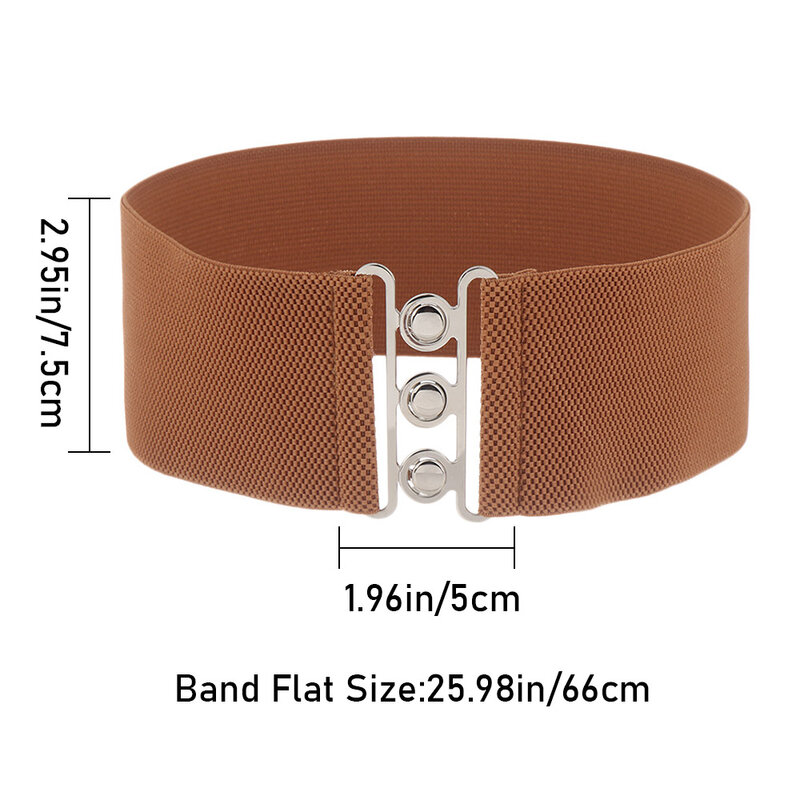 Cinturón elástico ancho para mujer, hebilla de Metal, cinturilla para vestido, banda para la cintura, accesorio de moda