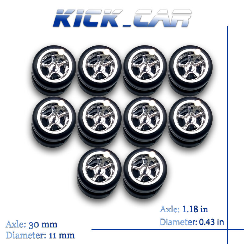 KicarMod 1/64 Wheels Tires Toy Parts Electroplated Color from CE28 TE37 Advan for Hot Wheels Hobby Modified Parts 5 set/pack