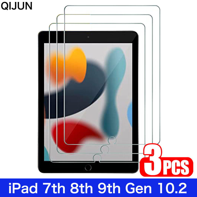 3Pcs Tablet Tempered Glass Screen Protector Cover for IPad 7th 8th 9th Generation 10.2 2019 2020 2021 iPad 7 8 9 Coverage Screen