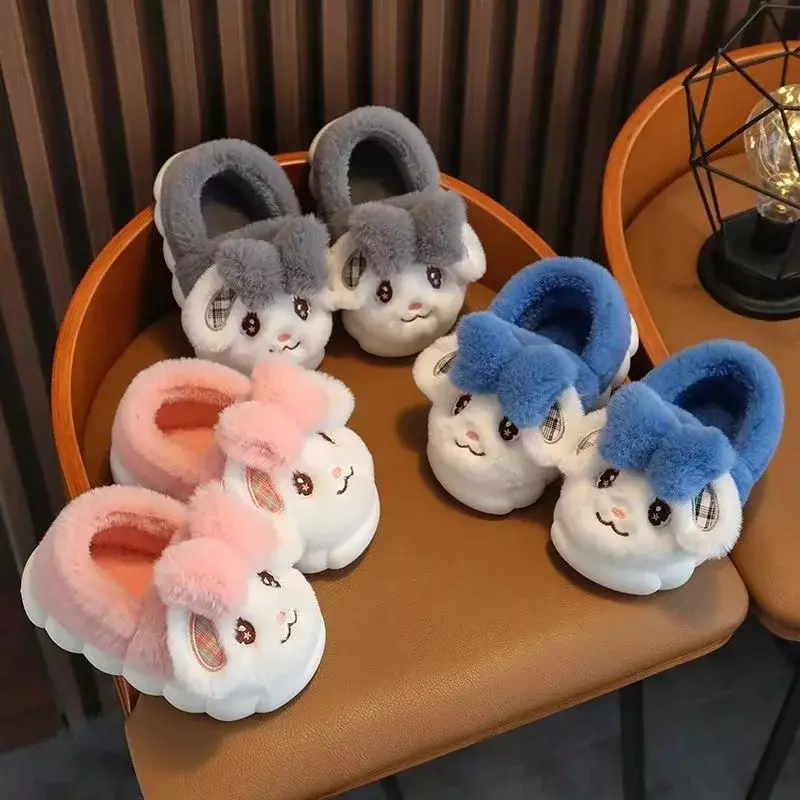 Baby Toddler Winter Slippers Children Cute Cartoon Rabbit Home Slipper Kids Indoor Warm Plush Slides Child Floor Shoes for Girls