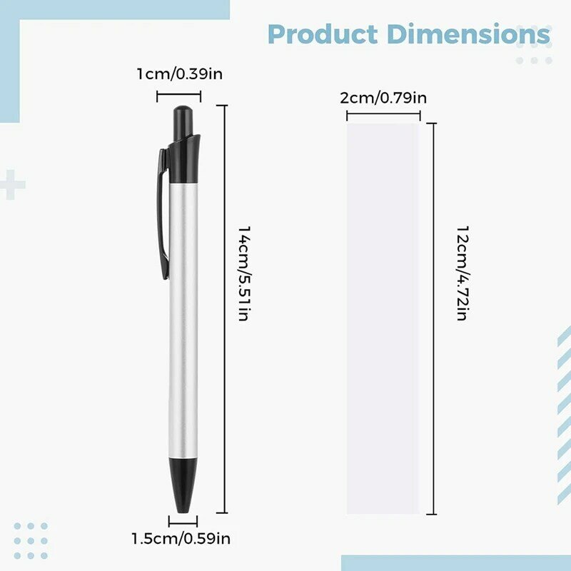 Pena sublimasi polos 2 buah pena pulpen Transfer panas DIY pena Transfer panas dengan 12 buah bungkus Susut