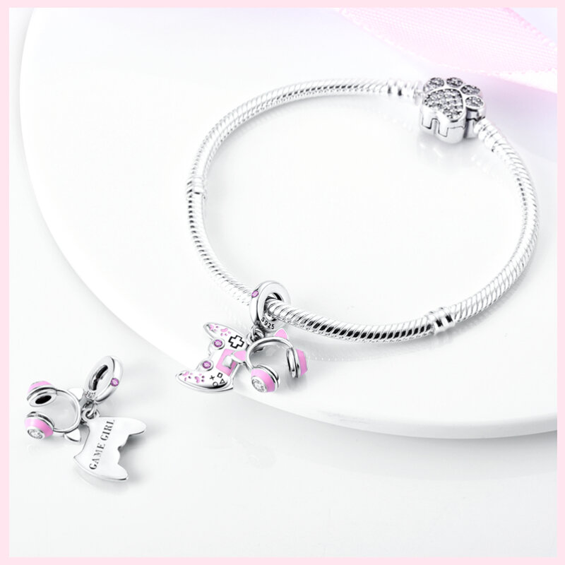 Abalorio de plata esterlina 2024, accesorio con forma de mariposa, corazón de amor, rosa, adecuado para pulsera Pandora Original, fabricación artesanal, novedad de 100%