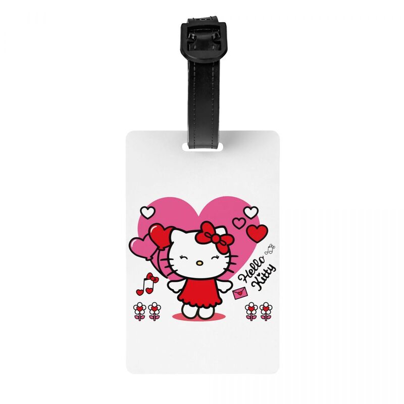 Etiquetas de equipaje personalizadas Hello Kitty para maletas, lindas Etiquetas de equipaje, cubierta de privacidad, tarjeta de identificación con nombre