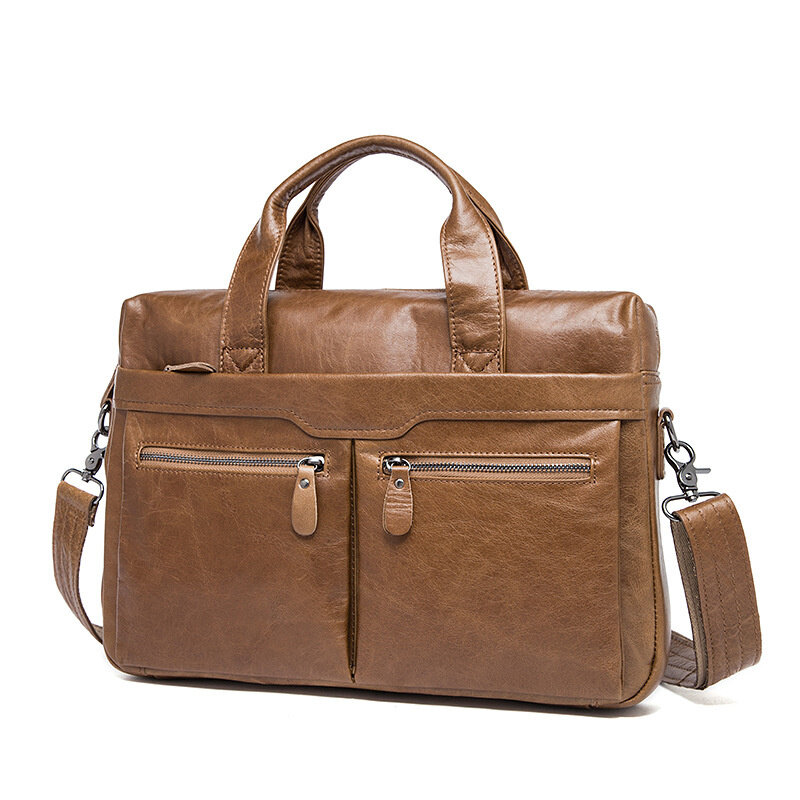 Мужская сумка из натуральной кожи, портфель для ноутбука 14 дюймов, деловой мессенджер для документов