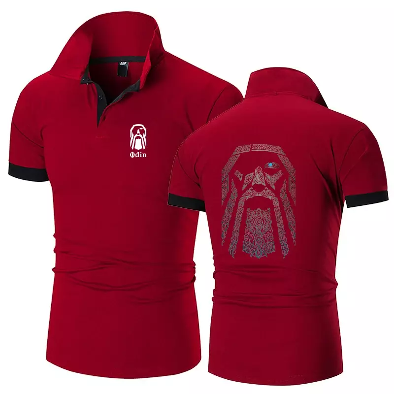 2024 nowych mężczyzn Wikingowie Odin wojownicza legenda z nadrukiem letnia koszulka Polo casualowa bawełna wysokiej jakości z krótkimi rękawami klasyczna koszulka Top
