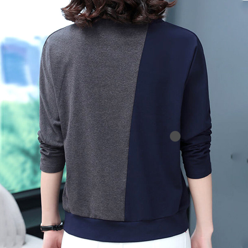 Camiseta informal de manga larga para mujer, Top elegante y cómodo con cuello de madeja, moda de oficina