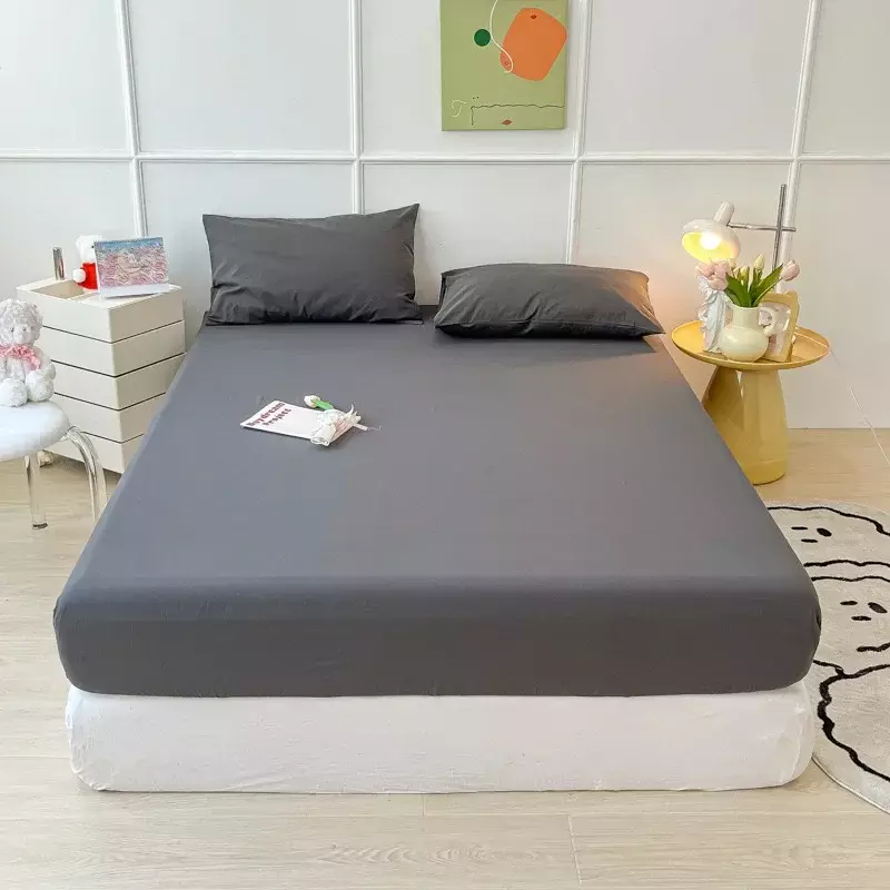 Solid color washed raw cotton  sheet, single piece full protection  cover,  sheet,  cover, and mattress 442