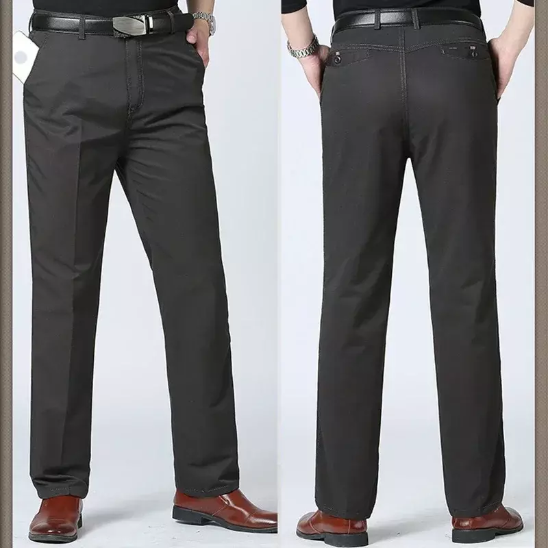 Pantalones cómodos de algodón para hombre, pantalón largo recto, ajustado, traje informal de negocios