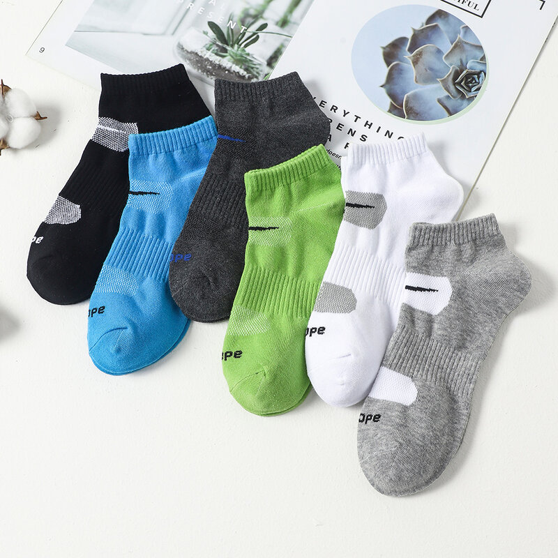 Calcetines cortos de algodón puro para hombre, medias deportivas de malla transpirable para correr, informales, suaves, 6 pares