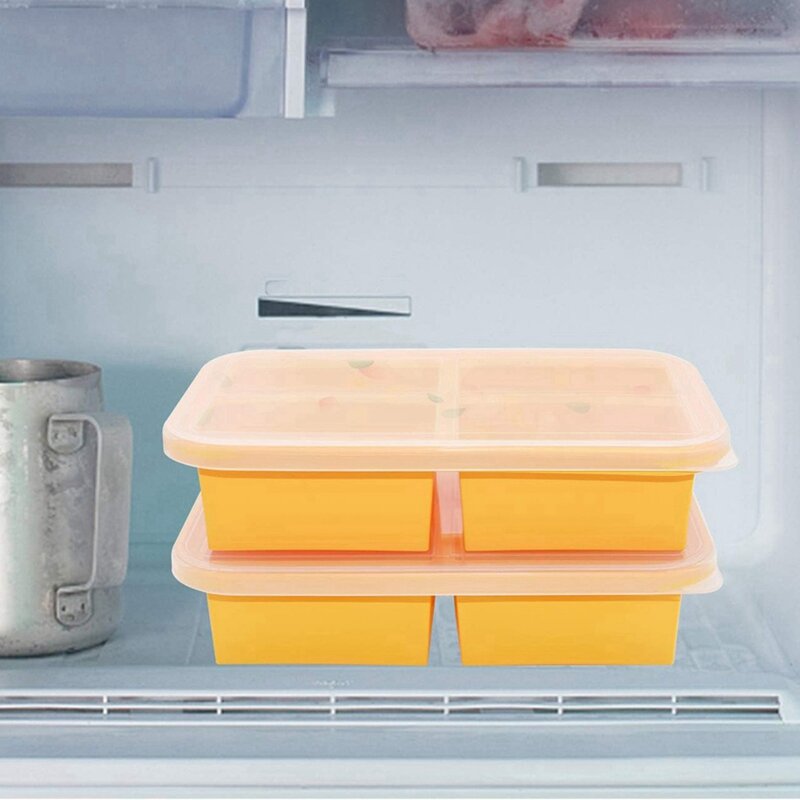 Vassoio di congelamento in Silicone per tazza con coperchio, 2 pezzi, stampi per congelatore per alimenti in Silicone a rilascio facile