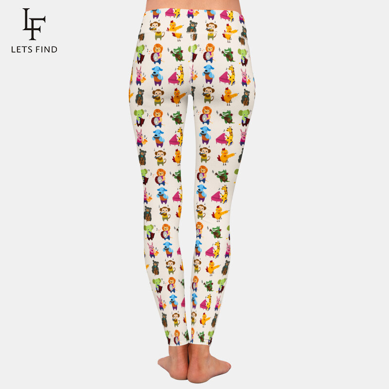 LETSFIND Fashion Women Spring Leggings New 3D Animal Music Pattern Print High Waist Slim Fitness Pants