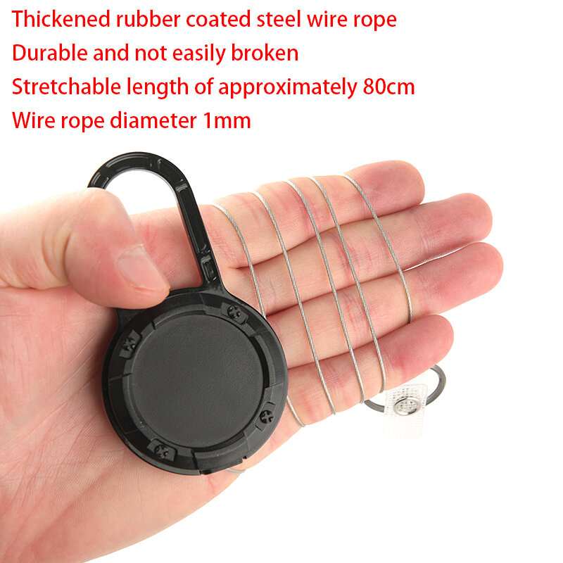 1Pc Anti-theft Metal Easy-to-pull Buckle Rope Elastic Keychain Sporty Retractable Badges Reel Carabiner Anti Lost Key Ring