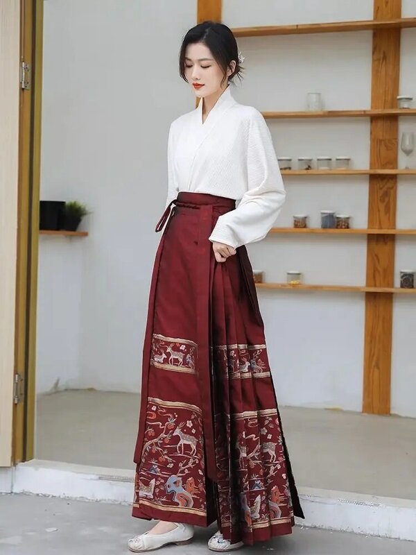 Vestido tradicional chinês hanfu para mulheres, saia antiga de cavalo, fantasia feminina de cosplay, roupa de festa da dinastia Ming