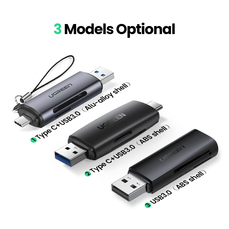 UGREEN Đầu Đọc Thẻ USB3.0 USB C SD Đầu Đọc Thẻ Micro SD Cho Máy Tính Laptop Thông Minh Nhớ Cardreader Đầu Đọc Thẻ SD adapter Thẻ