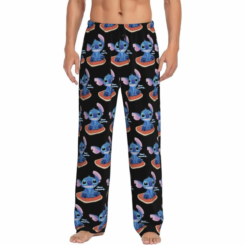 Custom Cartoon Stitch Pajama Pants Men's Sleepwear Lounge Sleep Bottoms Stretch with Pockets