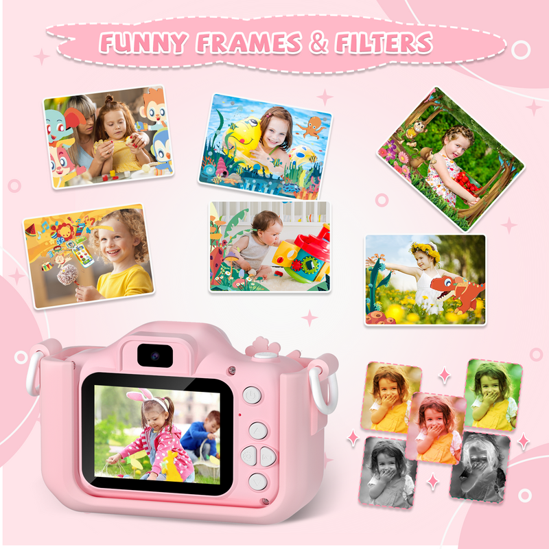 Câmera de Vídeo Digital com Estojos de Silicone para Crianças, 1080P Câmera HD para Criança, 2.0-Polegada Brinquedos Infantis, Natal e Presentes de Aniversário
