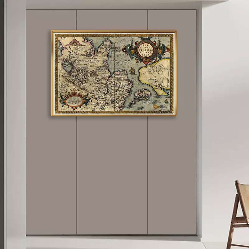 Mapa decorativo retrô de lona, 84*59 cm, pintura, arte vintage para parede, pôster, material escolar, decoração para quarto, sala de estar, casa