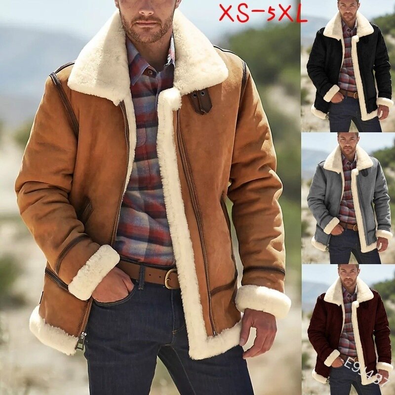 Manteau en laine à manches longues pour hommes avec fermeture éclair à revers mince, vêtements chauds en coton, parka à la mode, automne et hiver