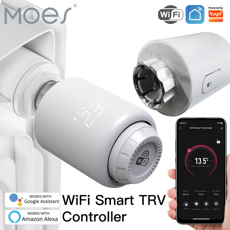 Tuya Smart WiFi Thermostatic Radiator Valve Actuators Remote Home Heating Temperature Controller Alexa Google Home Voice Control