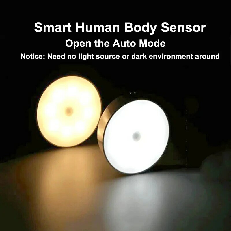 LED Smart sensore del corpo umano lampada da notte illuminazione automatica di emergenza ricarica USB aspirazione magentica Wireless uso luce notturna