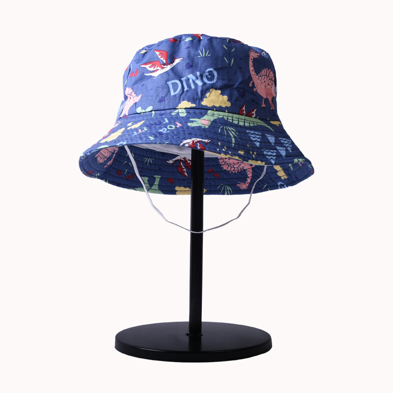 Panama Summer Children Cotton Cartoon Bucket Hat For Boys Printing Dinosaur  Baby Girls Sun Hat Flower Kids Bonnet