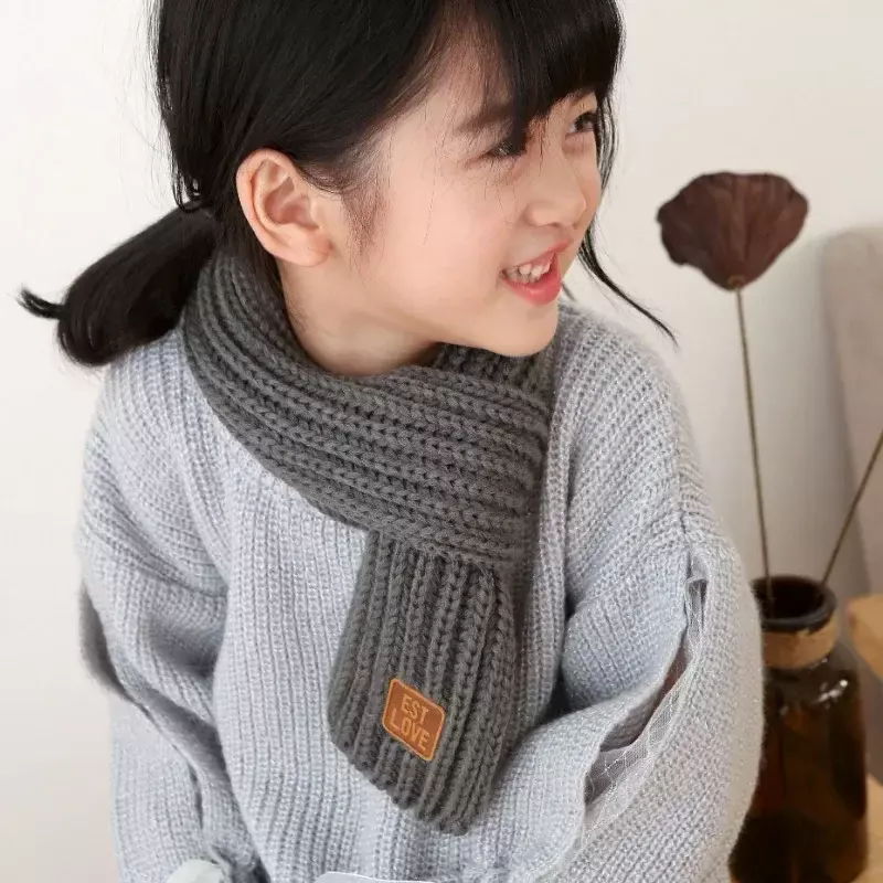 Теплый детский шарф корейская мода простота однотонный шарф для детей мальчиков девочек уличная осень зима Детская одежда теплые вещи