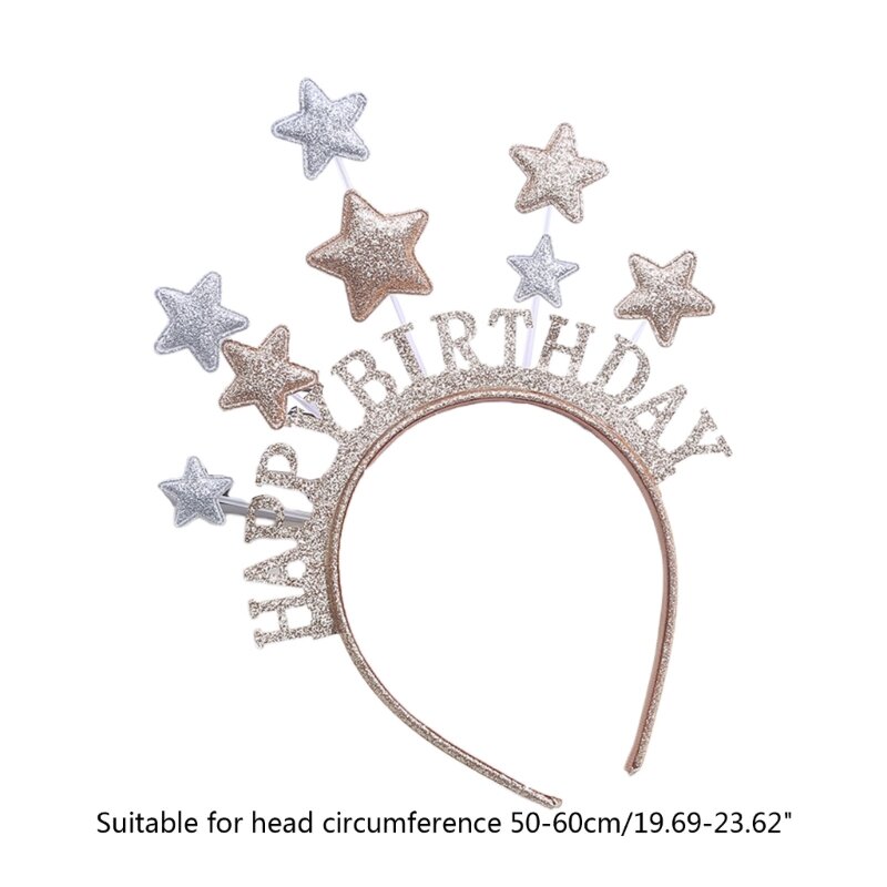 Y166 Diadema única con aro lentejuelas FELIZ CUMPLEAÑOS para decoraciones para cabello niños adultos
