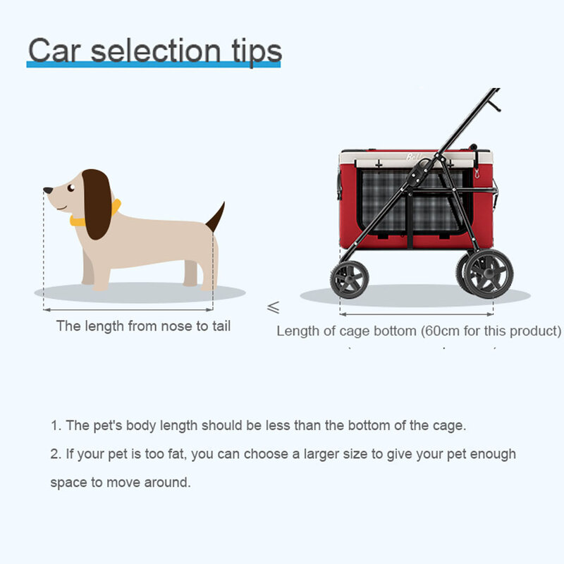 Portable Medium Dog Cart with Detachable Carrier Lightweight Folding Type Cats and Dogs Stroller for 20KG Pet To Transport BL09