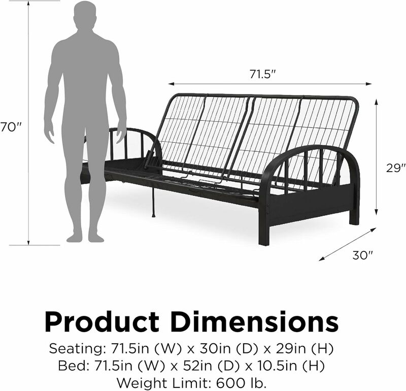 AIDEN-cadre de futon en métal, noir, grand