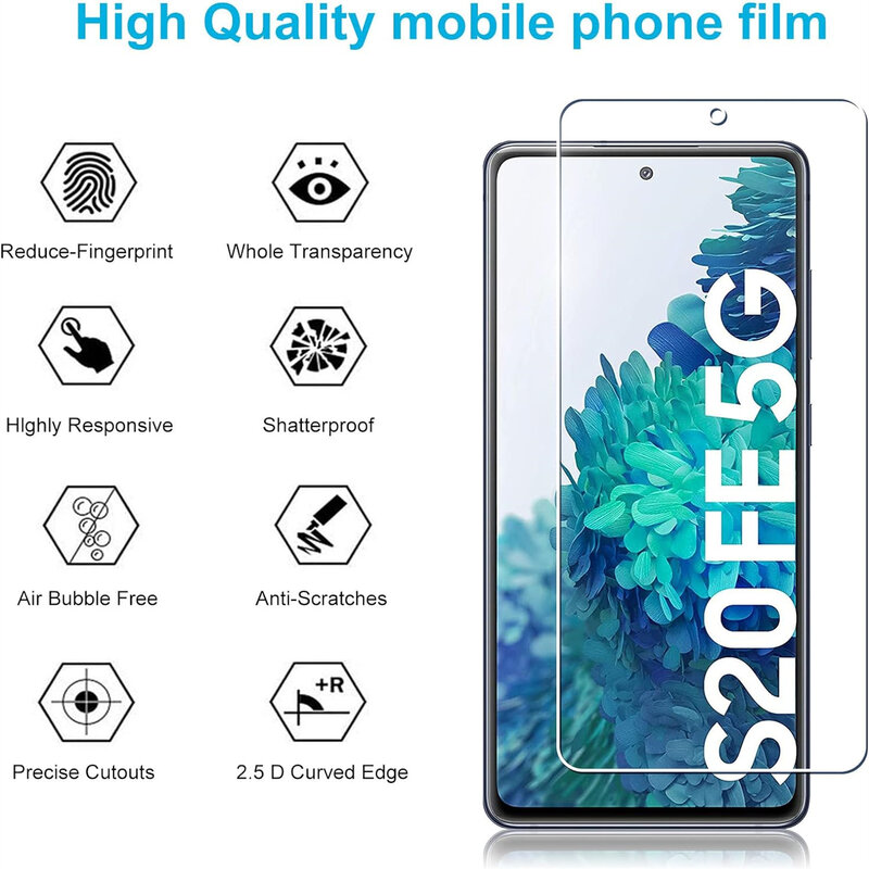 2/4 шт. HD закаленное стекло для Samsung Galaxy S20FE 5G 2022 Защитное стекло для экрана