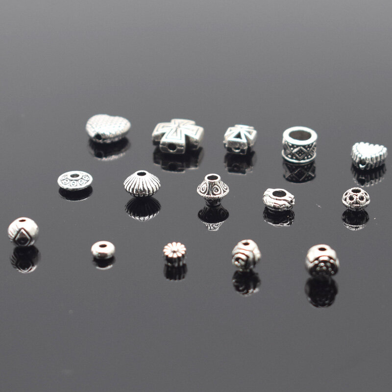 20/50 pz/lotto distanziatore perline Charms argento antico colore foro grande europeo perline mentali gioielli che fanno bracciali accessori fai da te