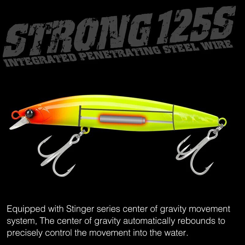 TSURINOYA Hohe Festigkeit Ultra-lange Casting Sinking Minnow Stinger 125S 125mm 28g Salzwasser Angeln Locken Künstliche harte Köder
