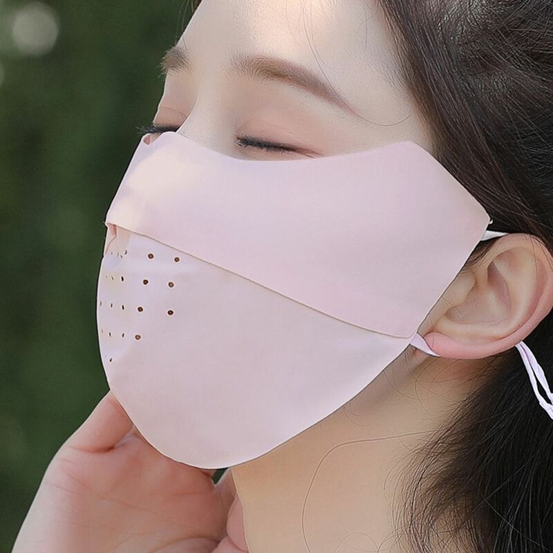 Face Shield Outdoor Solid Color For Women Eye Protection For Girl Hiking Sunscreen Mask Face Scarf Ice Silk Mask Face Cover