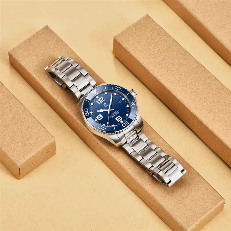 Original jhlu nh35 neue Herren automatische mechanische Uhren Saphir Luxus Business Uhr Edelstahl wasserdicht reloj hombre