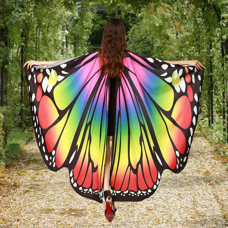 Costume con ali di farfalla costumi di carnevale per adulti ali di farfalla Costume Poncho per Halloween Fancy Dress Party Cosplay