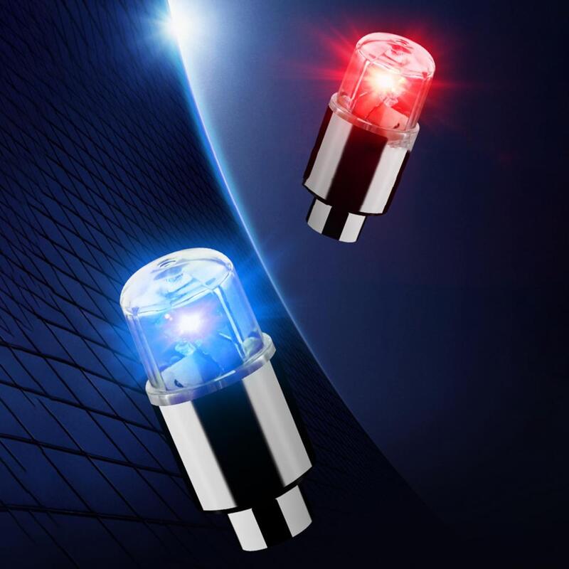 Luces de tapa de válvula de aire 4 piezas Premium con efecto de brillo uso duradero luces de tapa de válvula luminosas universales para coche