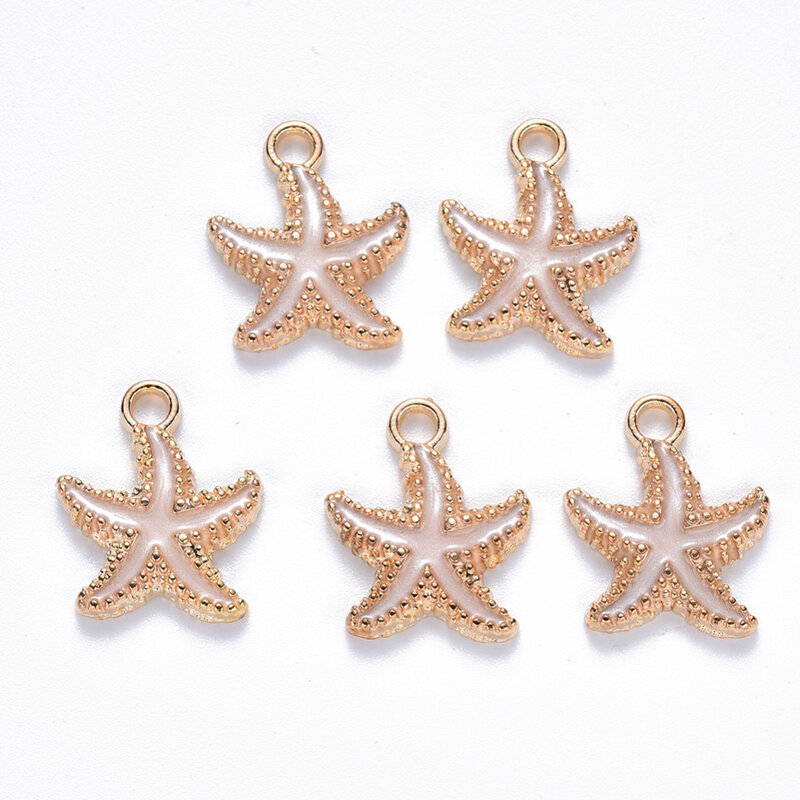 100Pcs Alloy Enamel Starfish Pendants Ocean Sea Life Charms for DIY Summer Beach Theme Earring Jewelry Making Supplies 18x15x3mm