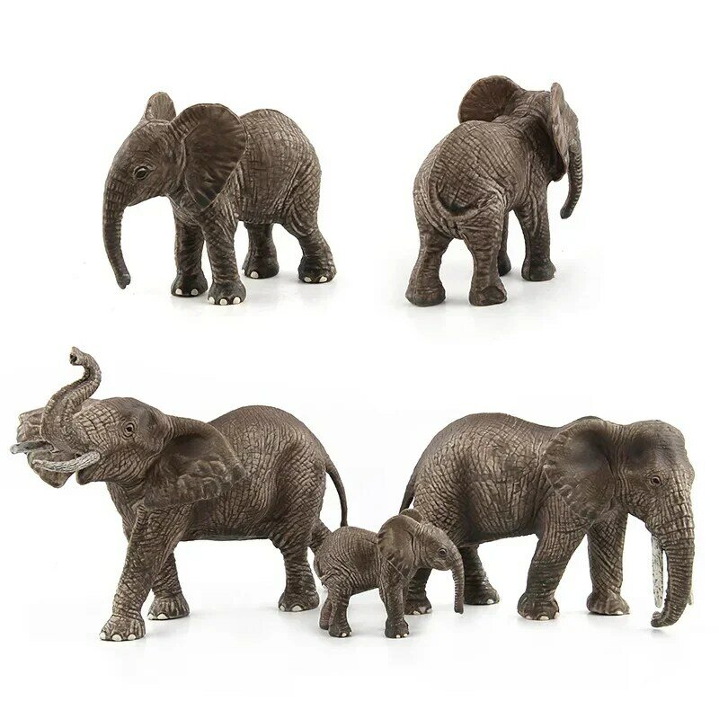 Figura de acción de elefante para niños, juguete de elefante africano, adorno de decoración de coche y Casa, modelo de Animal de aprendizaje