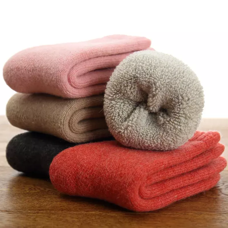 Calcetines térmicos de lana auténtica para niños y niñas, medias gruesas, suaves y cálidas, de 0 a 7 años