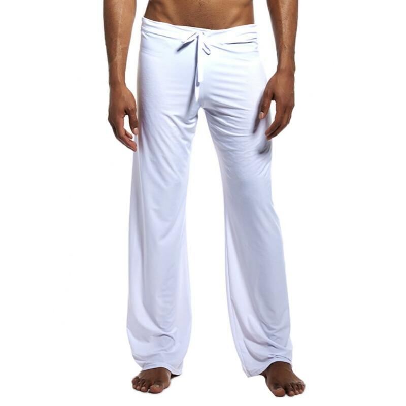 Męskie spodnie do jogi Niska talia Sznurek Proste luźne spodnie od piżamy Cienkie sportowe wygodne męskie spodnie sportowe z elastyczną talią