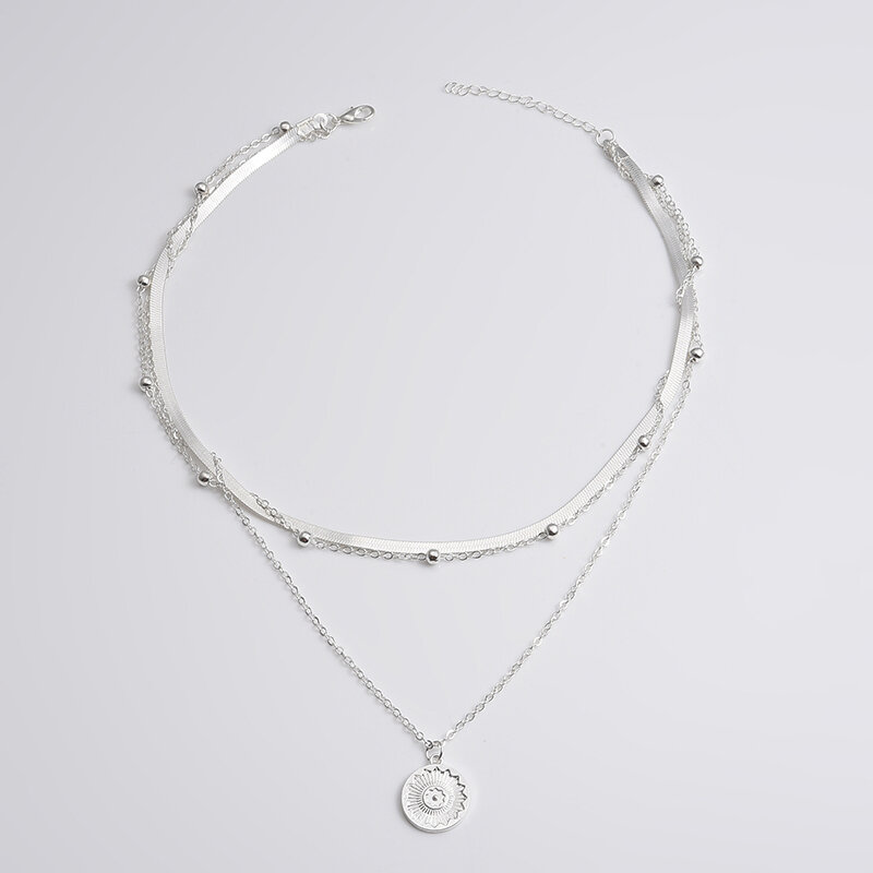 Collana rotonda a tre strati in argento Sterling 925 semplice catena a forma di serpente con catena a sfera regalo per feste per gioielli squisiti da donna