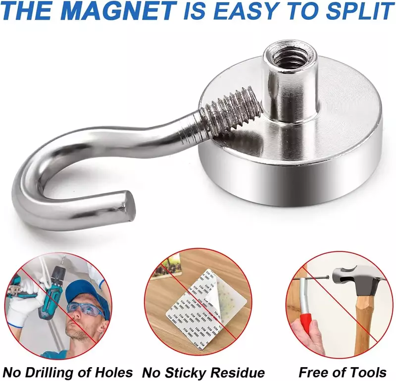 Настенный магнитный крючок повышенной прочности, 5/10 шт., крючок-цепочка для ключей, вешалки для дома, кухни и ванной, магнитные крючки для хранения