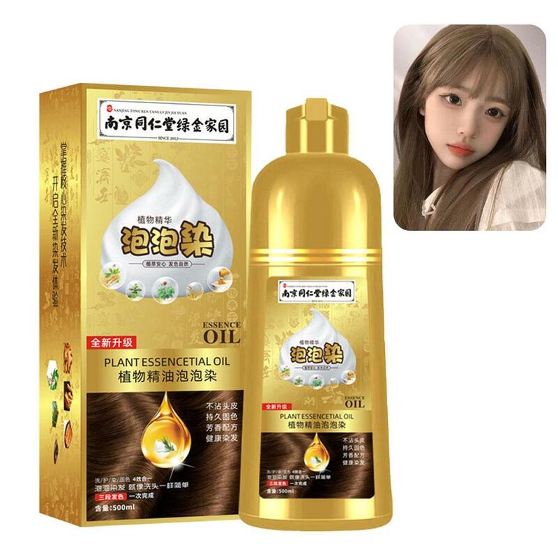 Tinte para el cabello con burbujas de 500ml, botella de oro, tinte Natural puro, no irritante en crema, champú de Color para el cabello en casa, T9Y2