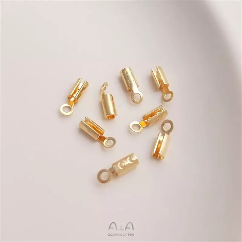 14k Gold-plated Fittings Copper-plated Gold Round Clip Leather Rope Round Rope Milan Line Connection Closing Buckle Diy Material