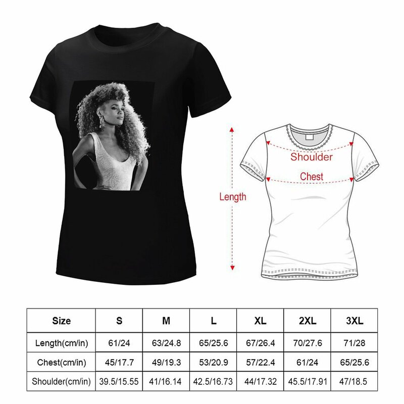 Whitney Houston kaus motif Mode Korea, atasan kaus grafis wanita